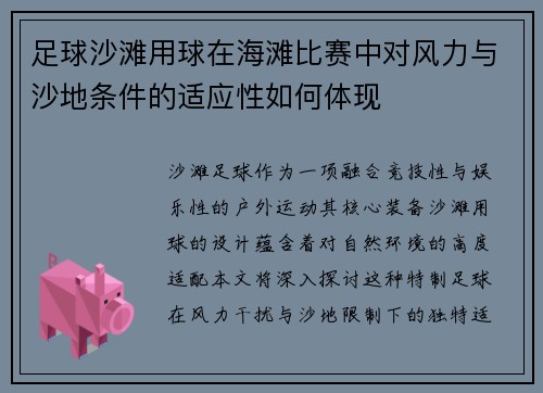 足球沙滩用球在海滩比赛中对风力与沙地条件的适应性如何体现